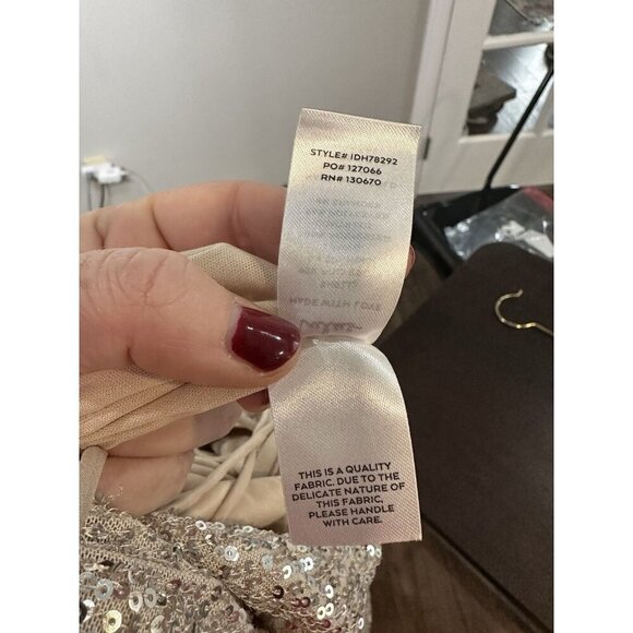 Lulu’s Evenings Of Elegance Dress Medium Champagne Sequin Lace-Up Slit NWT - Picture 13 of 13